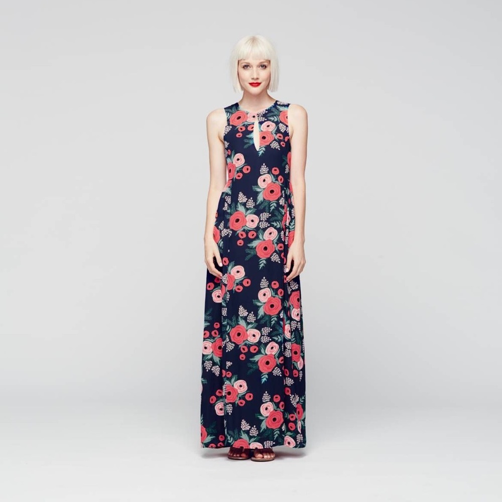 Rifle Paper Co. + Paper Crown Dahlia Maxi Dress Spanish Rose // XS